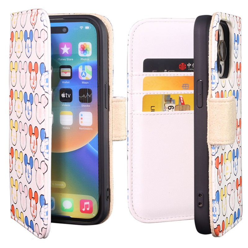 Flip Card Slot Cartoon Pattern Printed Leather Case